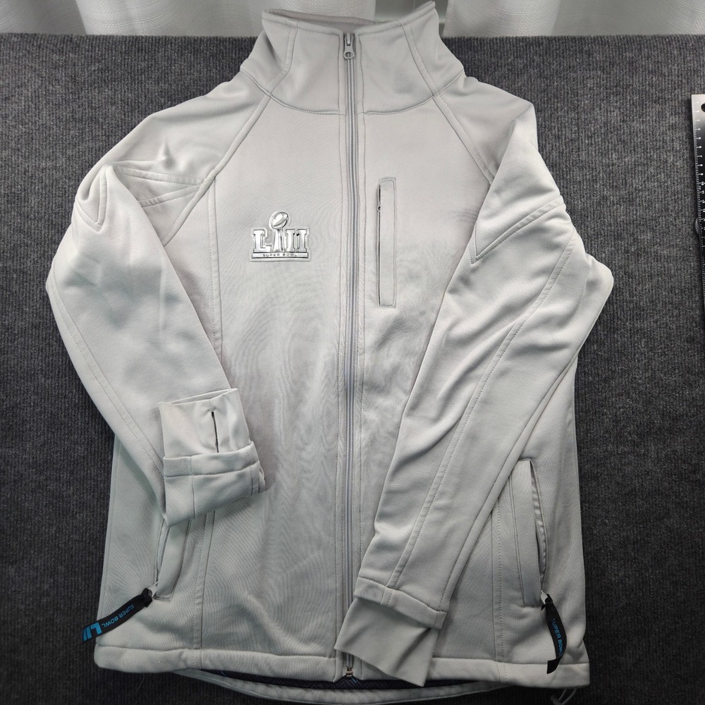 Super Bowl LII MN Full Zip Softshell Jacket Gray Mens Small BDA Performance